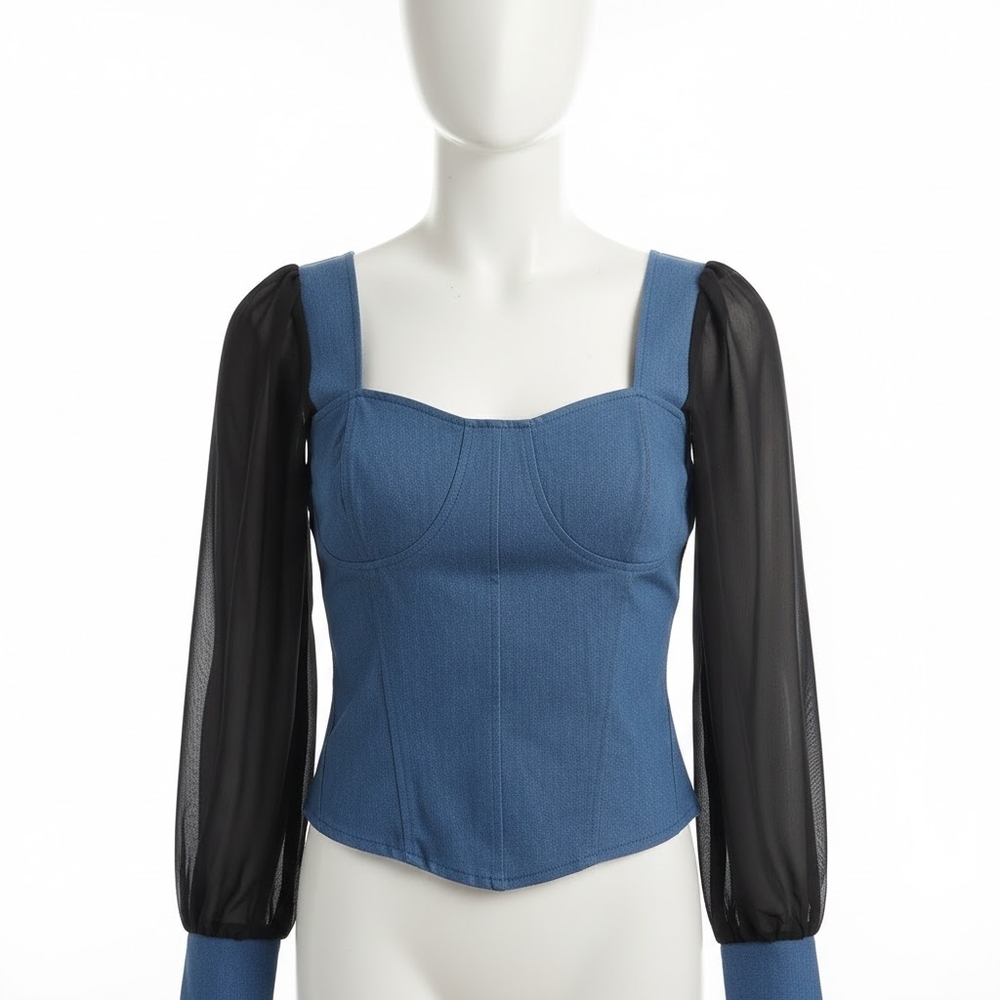 Chic Women's Blue and Black Blouse